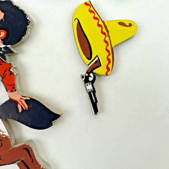 Vintage The Dolly Toy Co Cowboy Western Stage Coach Nursery Wall Plaque 1958 Set - Picture 3 of 16